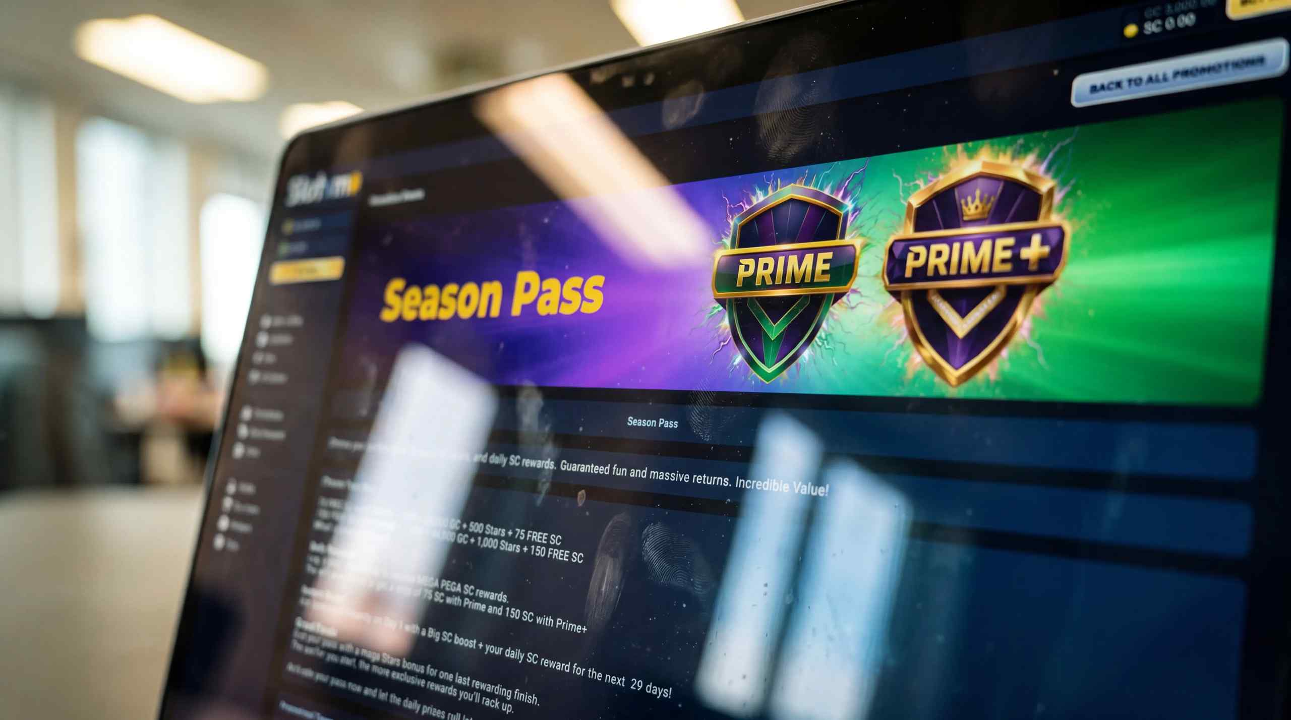 A laptop with the Slotomo Prime and Prime+ packages on the screen.